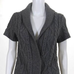 Anthropologie Sunner Gray Cable Knit SS Sweater XS